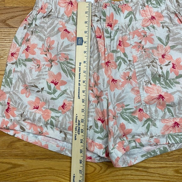 Briggs Floral Linen Blend Shorts Womens L Pink Tropical Coastal Summer NWT - Picture 2 of 7